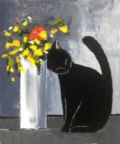 Black Cat and His Flowers
