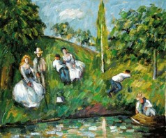 Cezanne Paintings: Couples Relaxing by a Pond