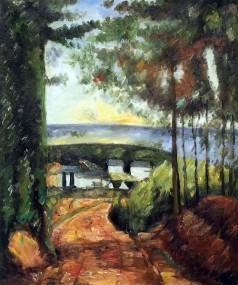 Cezanne Paintings: Road, Trees and Lake