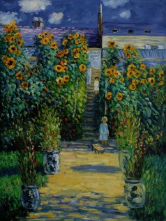 Monet Paintings: Artists Garden at Vetheuil