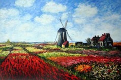 Monet Paintings: Tulip Field with the Rijnsburg Windmill