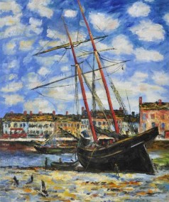 Monet Paintings: Boat at Low Tide, FeCamp 1881