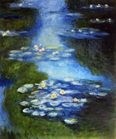 Monet Paintings: Water Lilies (blue-green)