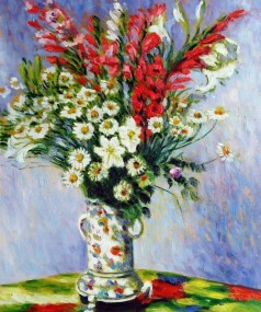 Monet Paintings: Bouquet of Gadiolas, Lilies and Dasies