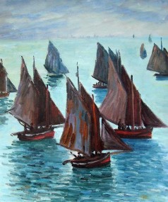 Monet Paintings: Fishing Boats, Calm Sea