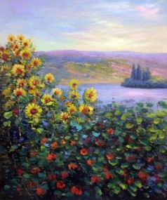 Monet Paintings: Flower Beds at Vetheuil