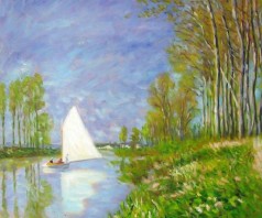 Monet Paintings: Small Boat on the Small Branch of the Seine at Argenteuil
