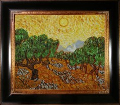 Olive Trees with Yellow Sun and Sky Pre-Framed