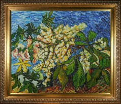 Blossoming Chestnut Branches Oil Painting Pre-Framed