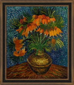 Crown Imperial Fritillaries in a Copper Vase Pre-Framed