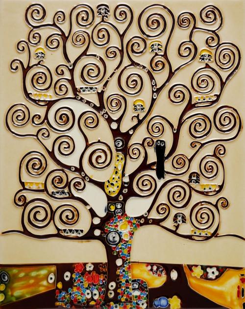 Art Reproduction Oil Painting - Tree of Life Trivet/Wall Accent Tile (felt back) - Tile 11 X 14 - Hand Painted Canvas Art