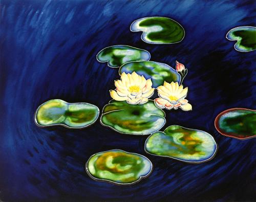 Art Reproduction Oil Painting - Waterlilies, Evening Trivet/Wall Accent Tile - Tile 11 X 14 - Hand Painted Canvas Art