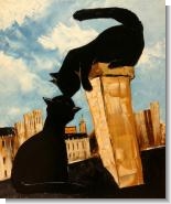 Black Cat with His Pretty on Paris Roofs IV