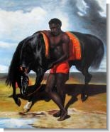 African Tending a Horse by the Sea