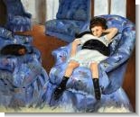 Mother's Day Art: Little Girl in a Blue Armchair