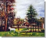 Mother's Day Art: Landscape with a White Horse in a Meadow