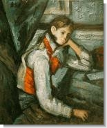 Cezanne Paintings: Boy in a Red Waistcoat Leaning on his Elbow