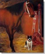 Degas Paintings: At The Stables, Horse and Dog, 1861
