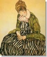 Portrait of Edith Schiele Seated with Striped Dress, 1915