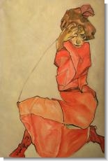 Kneeling Female in Orange-Red Dress, 1910