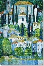 Mother's Day Art: Church in Cassone (Landscape with Cypress) Oil Painting