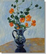 Monet Paintings: Nasturtiums in a Blue Vase