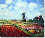Monet Paintings: Tulip Field with the Rijnsburg Windmill