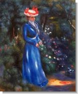 Renoir Paintings: Woman in a Blue Dress, Standing in the Garden of St. Cloud