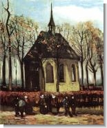 Van Gogh Paintings: Congregation Leaving the Reformed Church in Nuenen