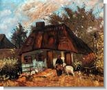 Van Gogh Paintings: Cottage and Woman with Goat
