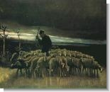 Van Gogh Paintings: Shepherd with a flock of Sheep
